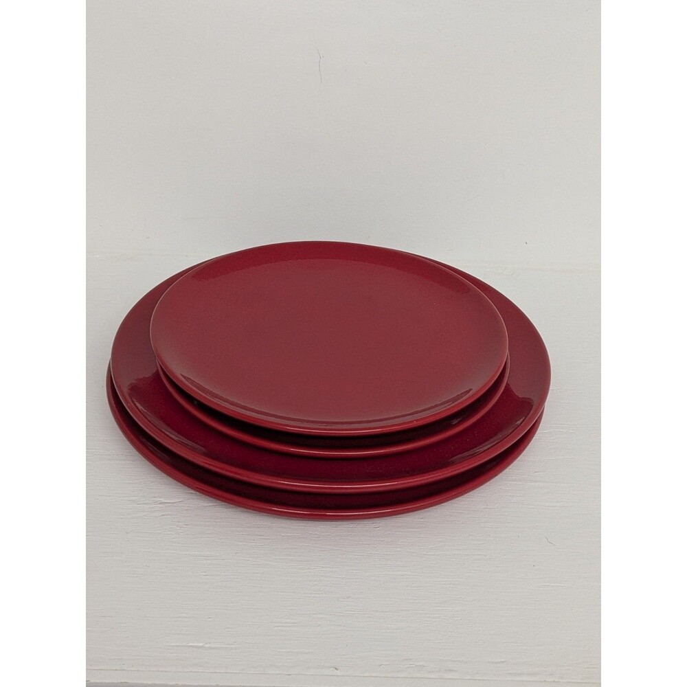 Set of 4 Waechtersbach Dark Red Plates - Fun Factory Germany 11” (2) & 8.25” (2)